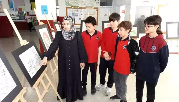 Gaziantep Ortaokul Öğrencileri, Gazze İçin Resim Sergisi Düzenledi